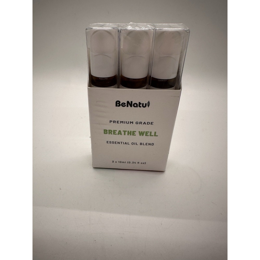 BeNatu Essential Oils Set (Breathe, Focus On, Happiness) .34 Fl oz (Pack of 3)